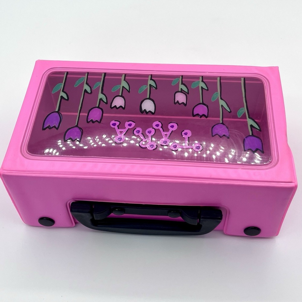 Vintage 80s 90s Vinyl Retro Hot Pink Carry Case Cassette Birthday TARA Vtg - Picture 7 of 7